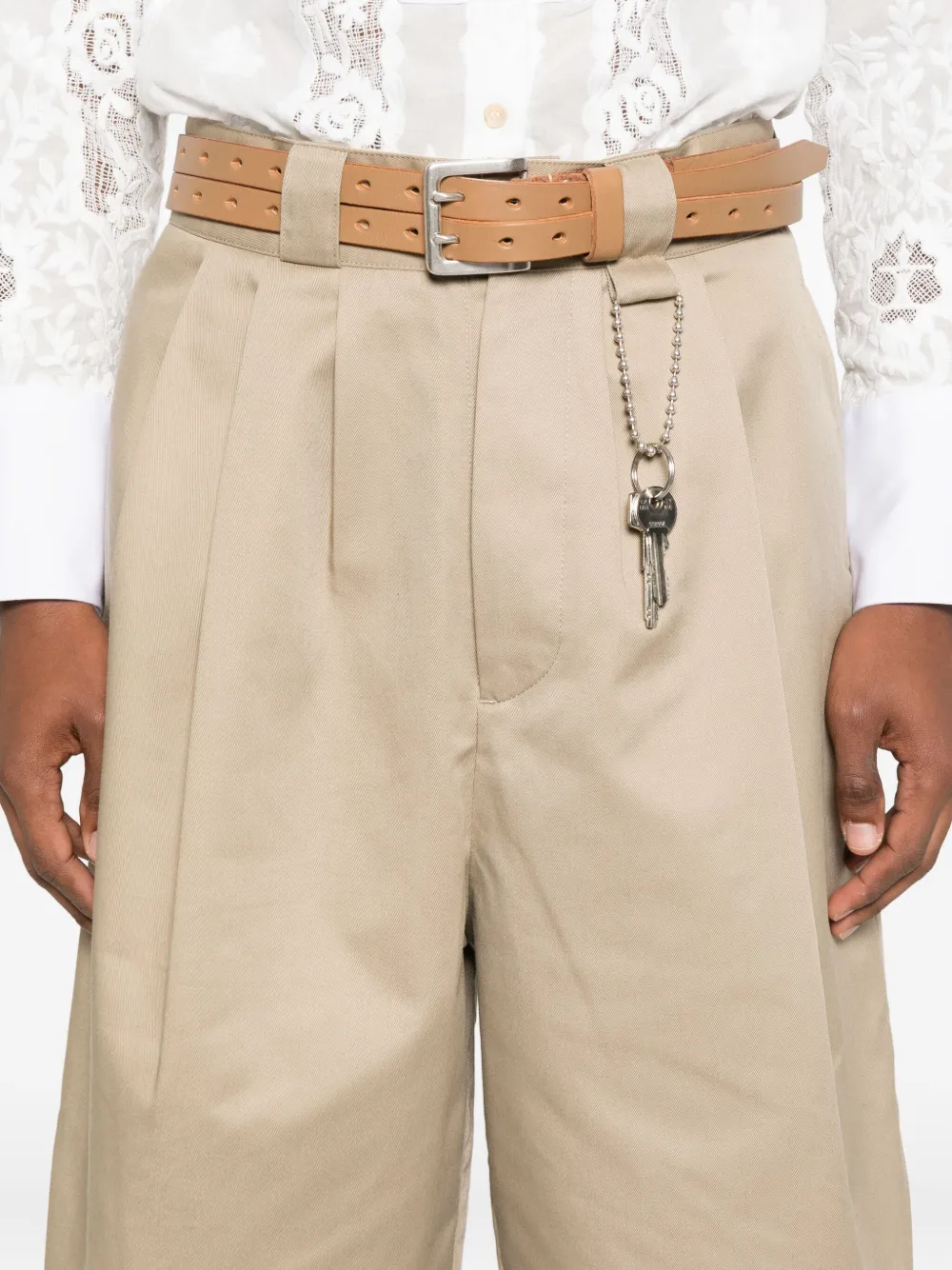 Willy Chavarria Pleated Shorts In Neutral