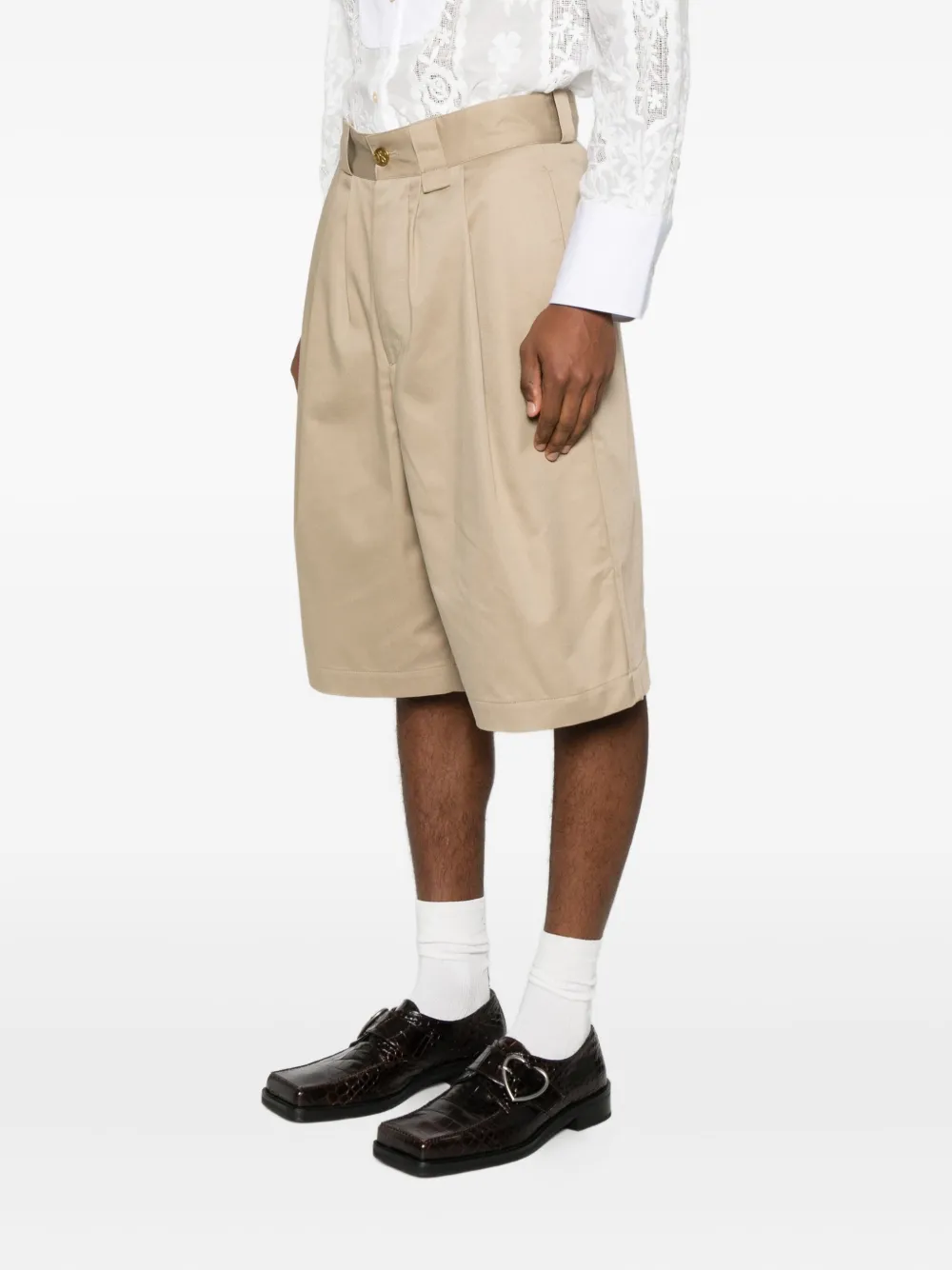 Willy Chavarria Pleated Shorts In Neutral