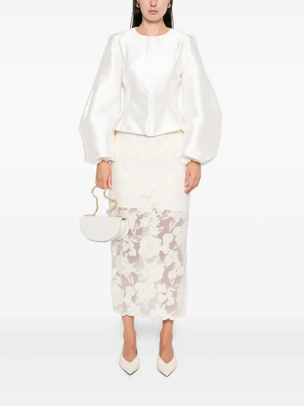 MALINA Top met ballonmouwen - Beige