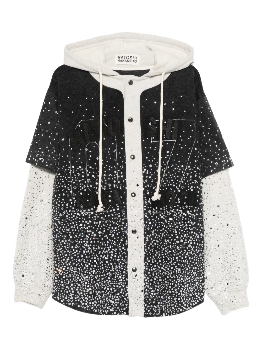 SATOSHI NAKAMOTO embellished long-sleeve hoodie | negro | Image 1