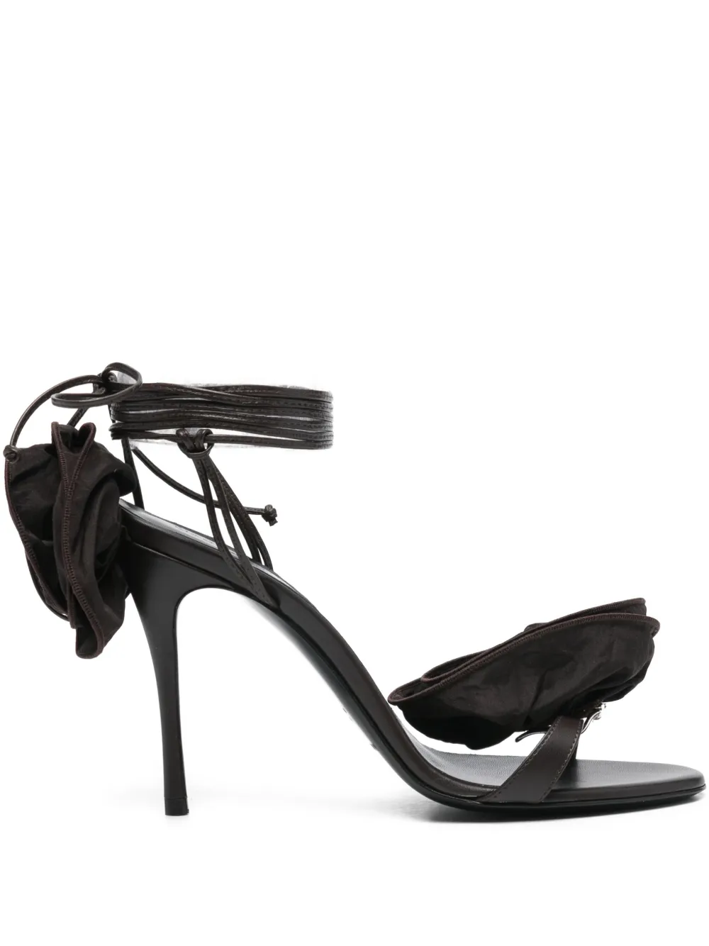 Magda Butrym 105mm Rose-detail Sandals In Brown