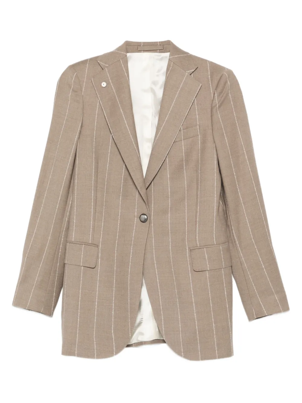 Luigi Bianchi Mantova Striped-pattern Blazer In Nude