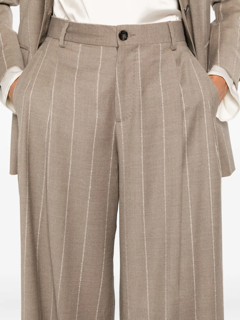 Luigi Bianchi Mantova Striped-pattern Tailored Trousers In Brown