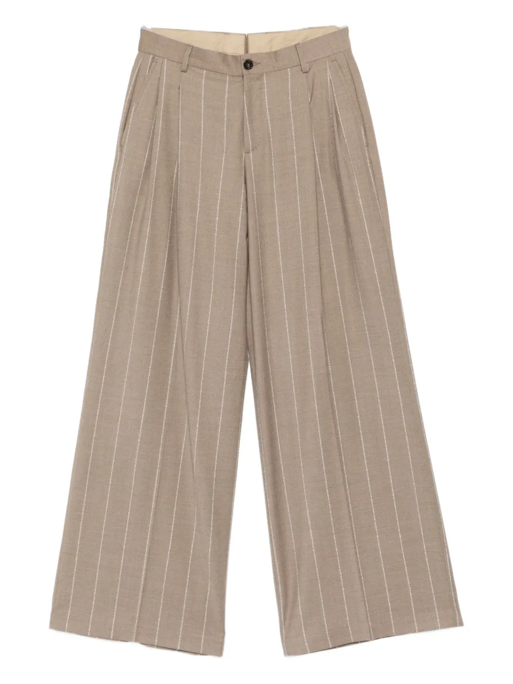 LUIGI BIANCHI MANTOVA striped-pattern tailored trousers | Brown | Image 1