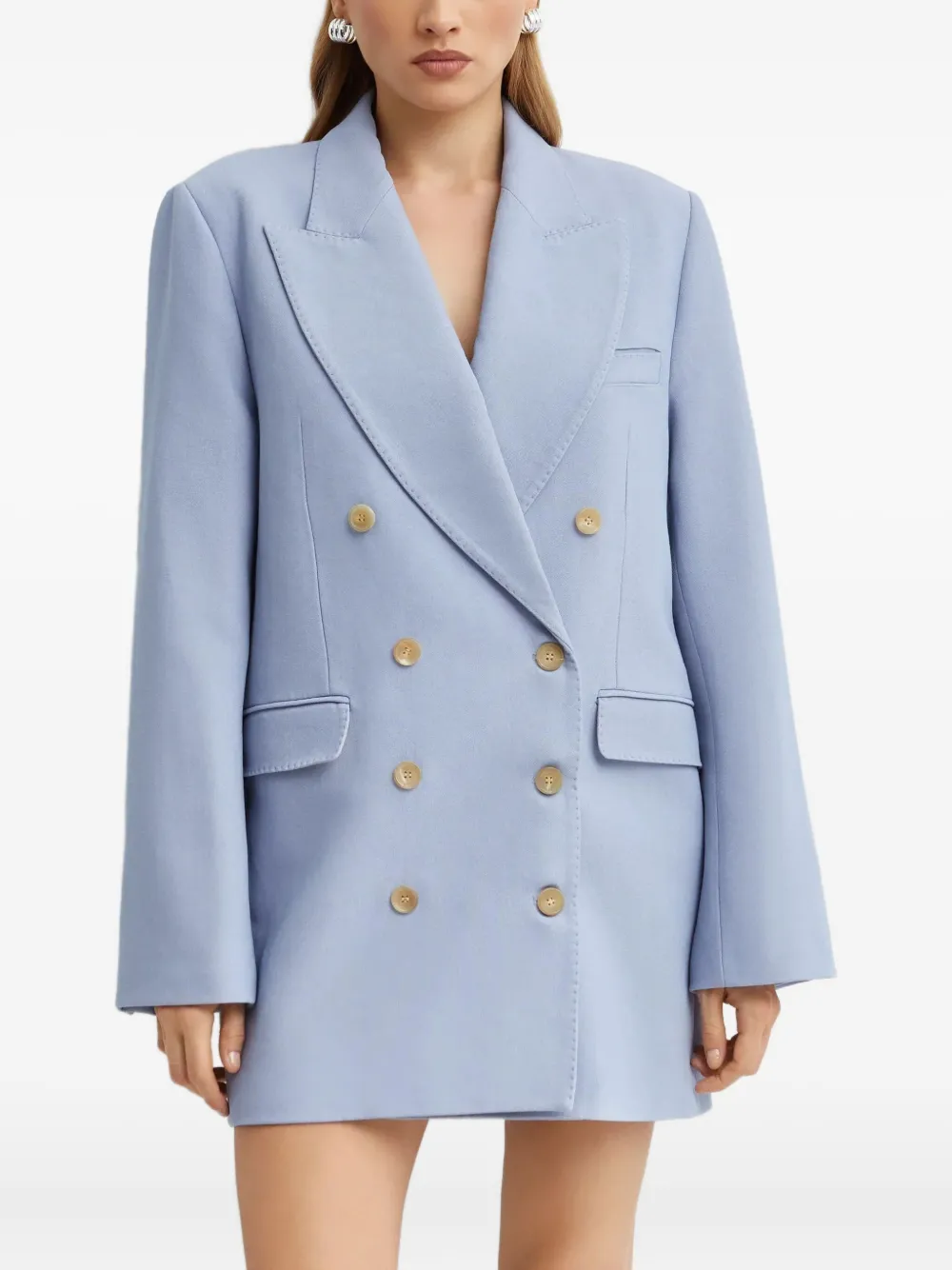 Khaite Balton Double-breasted Blazer In Blue