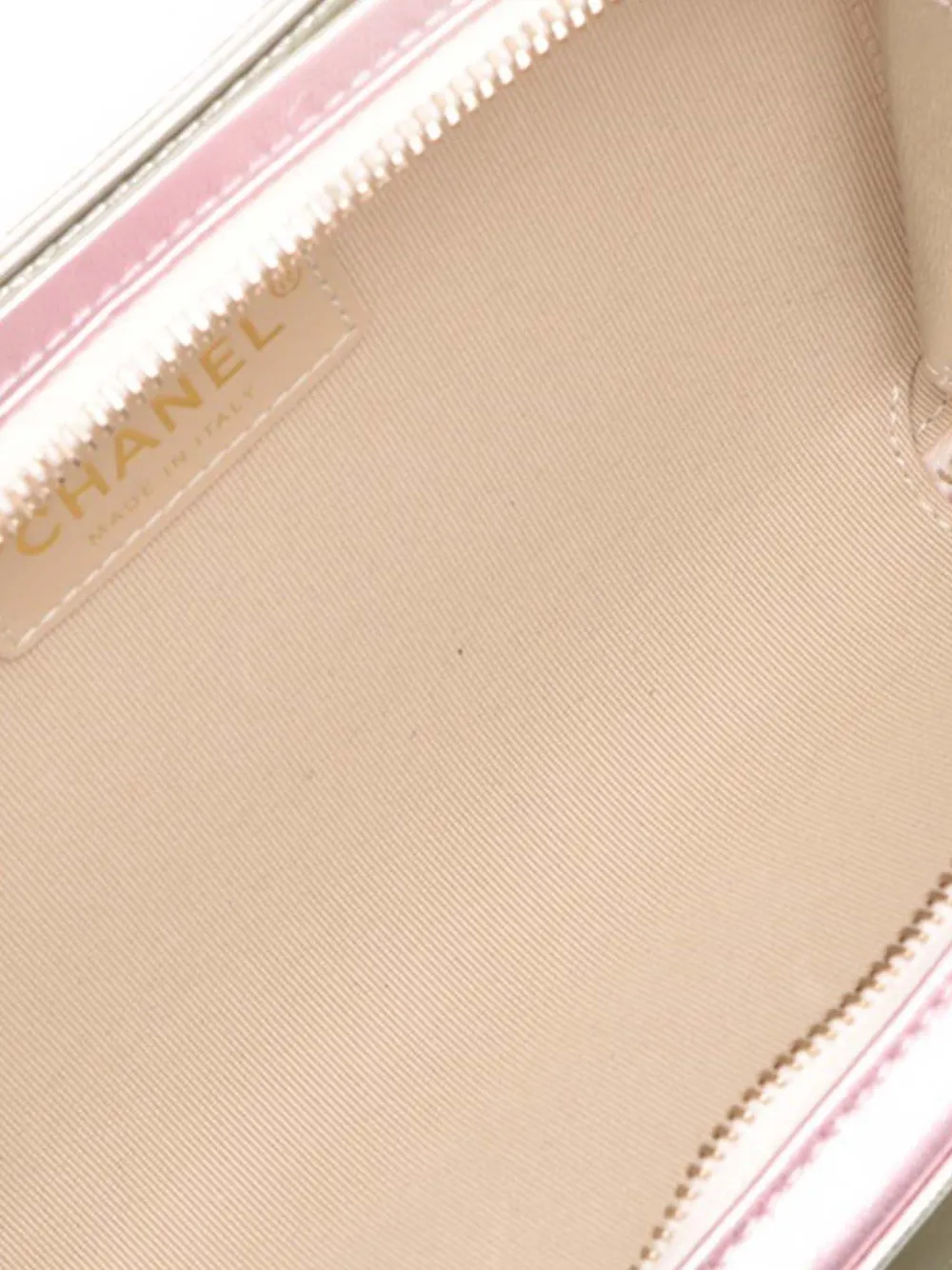 Pre-owned Chanel 2021-2025 Mini Metallic Lambskin Like A Wallet Flap Crossbody Bag In Pink