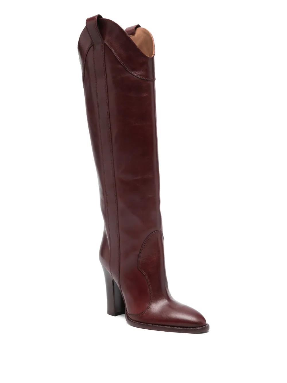 Paris Texas 105mm Block-heel Pointed-toe Boots In Burgundy
