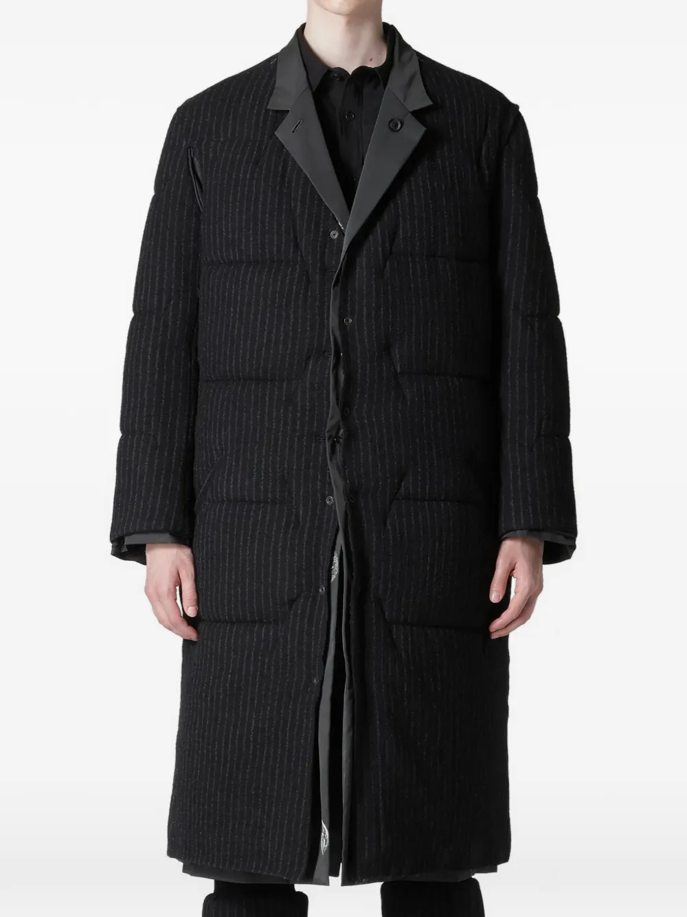 Yohji Yamamoto Padded Pinstripe Jacket Zwart