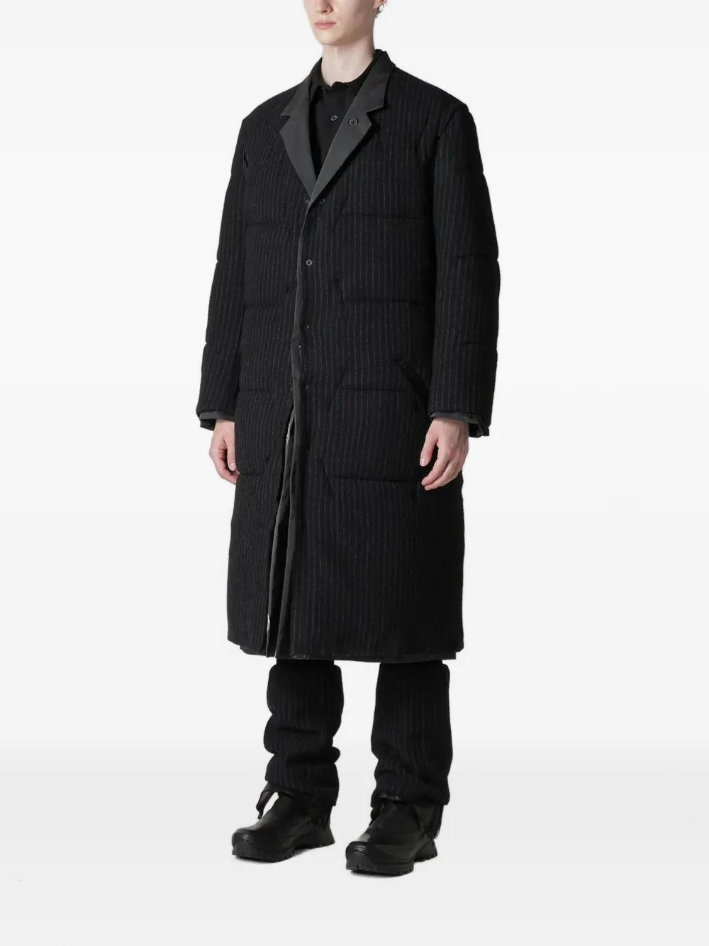 Yohji Yamamoto Padded Pinstripe Jacket Zwart