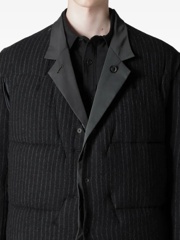 Yohji Yamamoto パデッド ピンストライプ ジャケット | ブラック