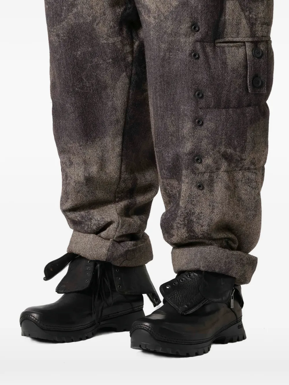 Yohji Yamamoto buttoned patterned trousers Bruin