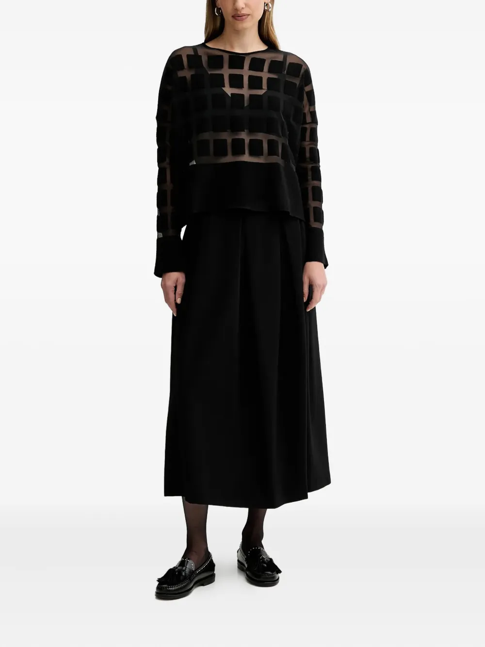 Liviana Conti Molly midi-rok met plooien - Zwart