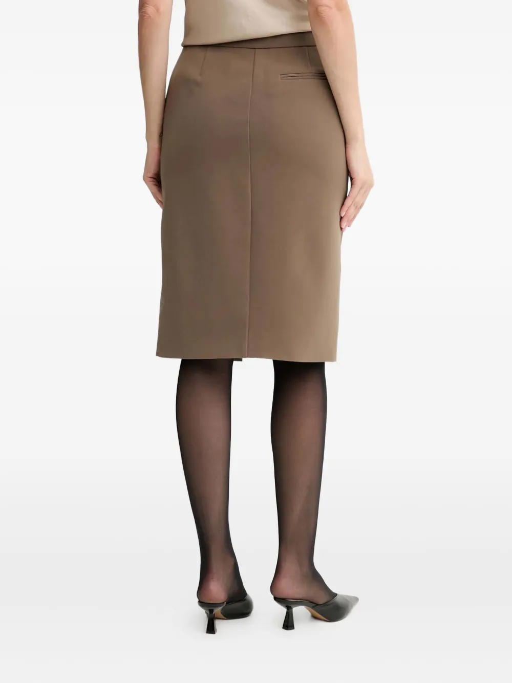 Isabelle Blanche Front-slit Midi Skirt In Brown