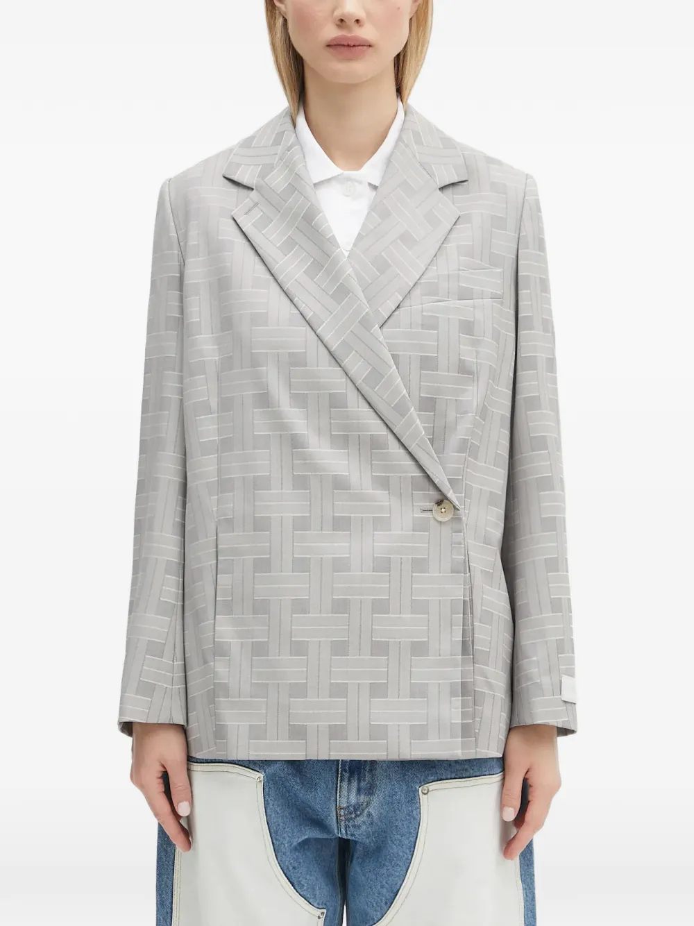 Kenzo patterned double-breasted blazer | Grey | Image 1