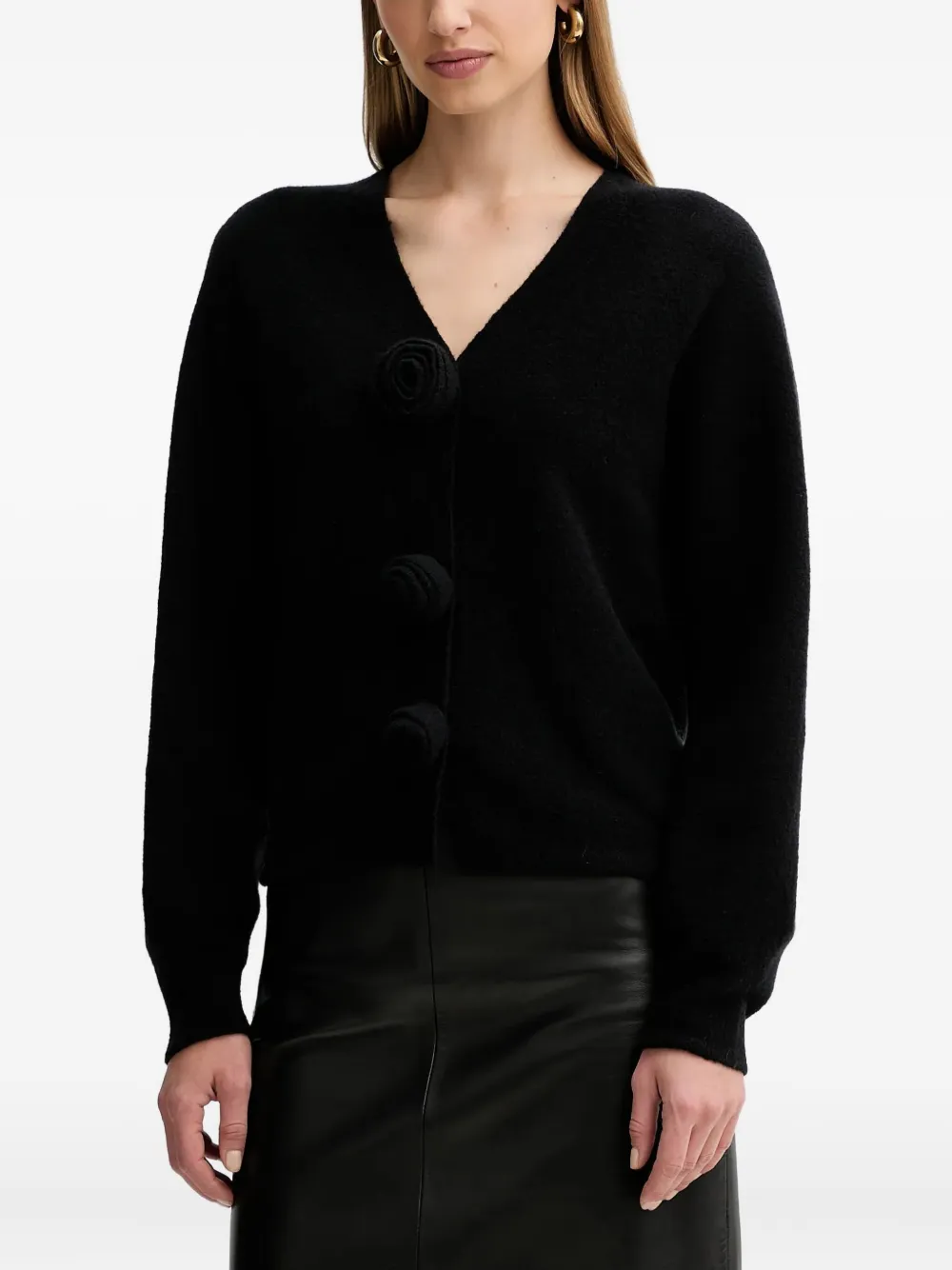 Liviana Conti Gabriela Rose-button Cardigan In Black