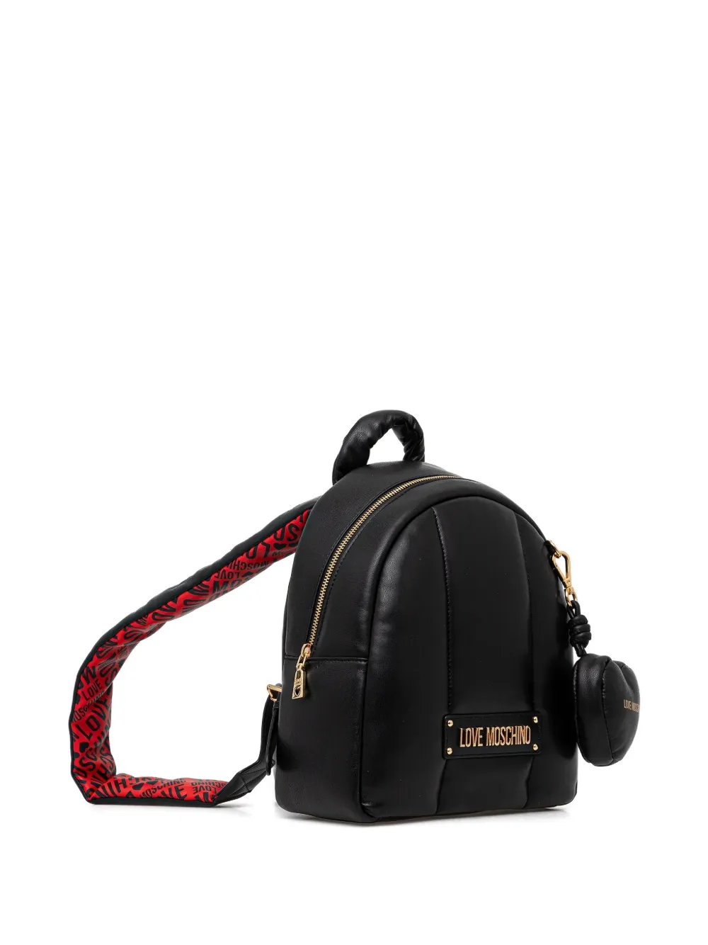 Love Moschino heart-charm logo-plaque backpack - Zwart