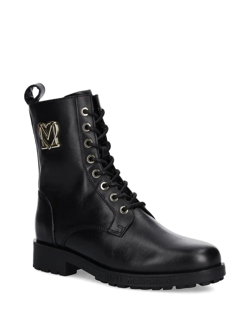 Love Moschino Combat boots met veters en logodetail Zwart
