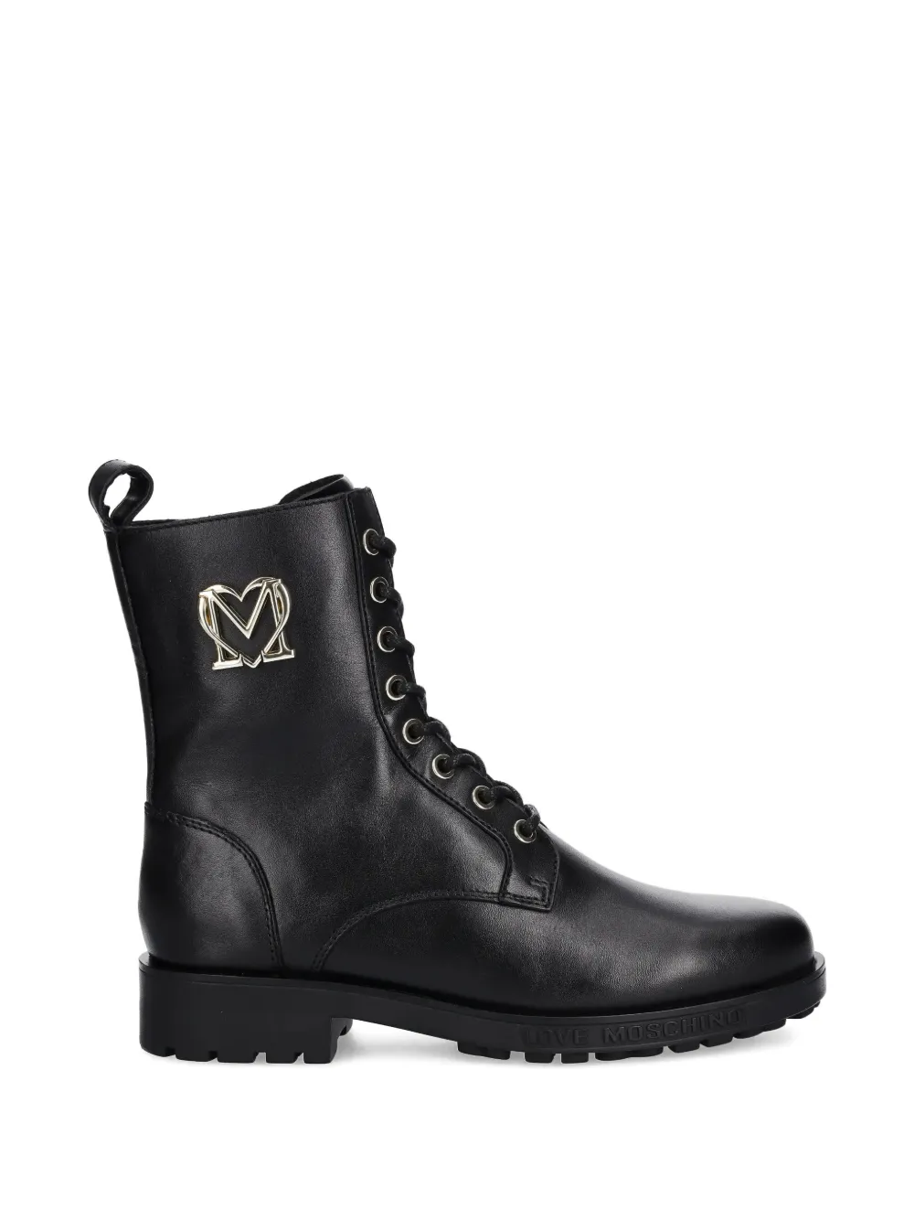 Love Moschino Combat boots met veters en logodetail Zwart