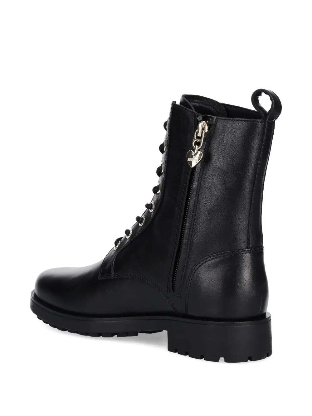 Love Moschino Combat boots met veters en logodetail Zwart