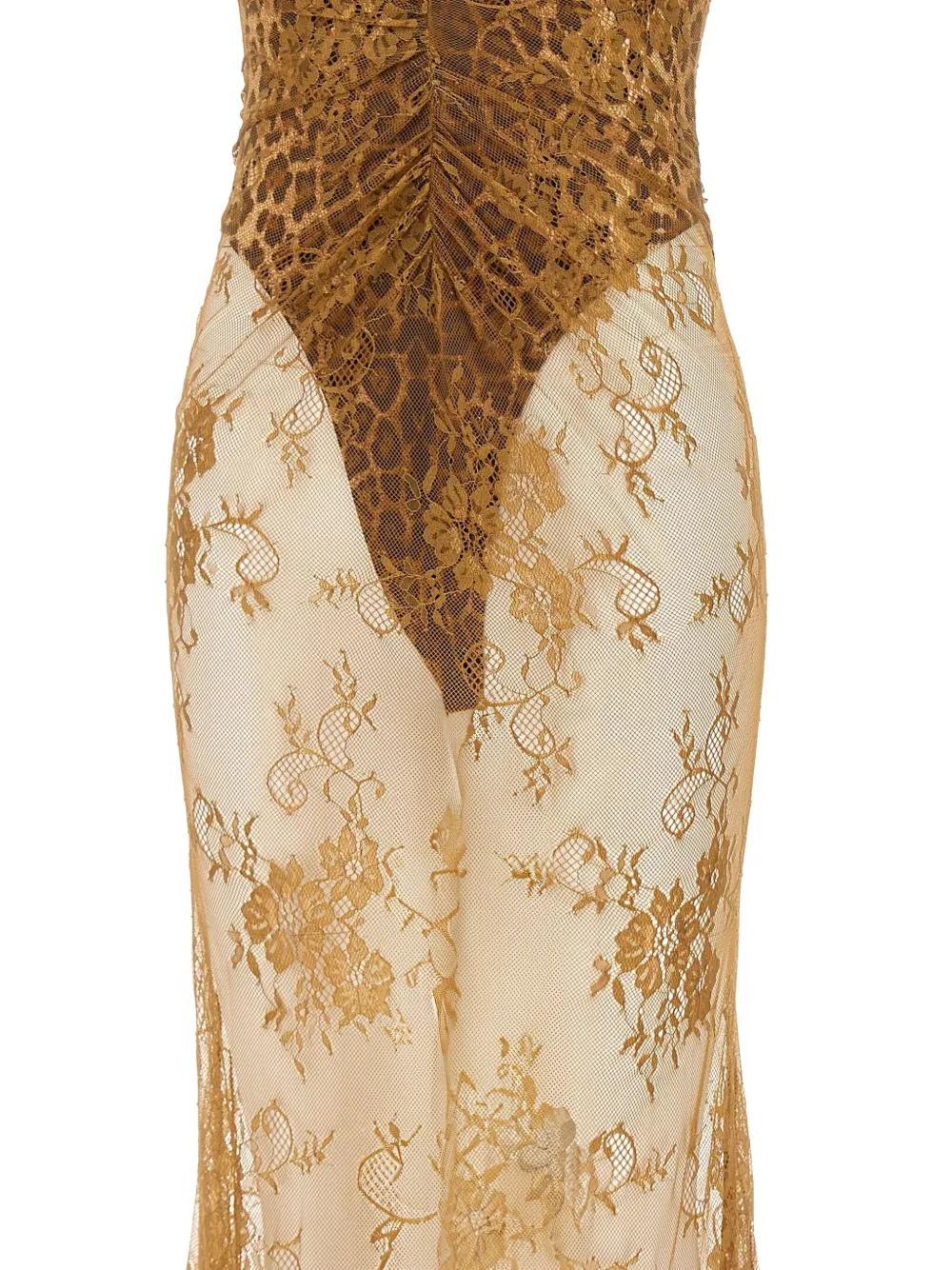 Jacques Lace Animal-print Dress In Brown