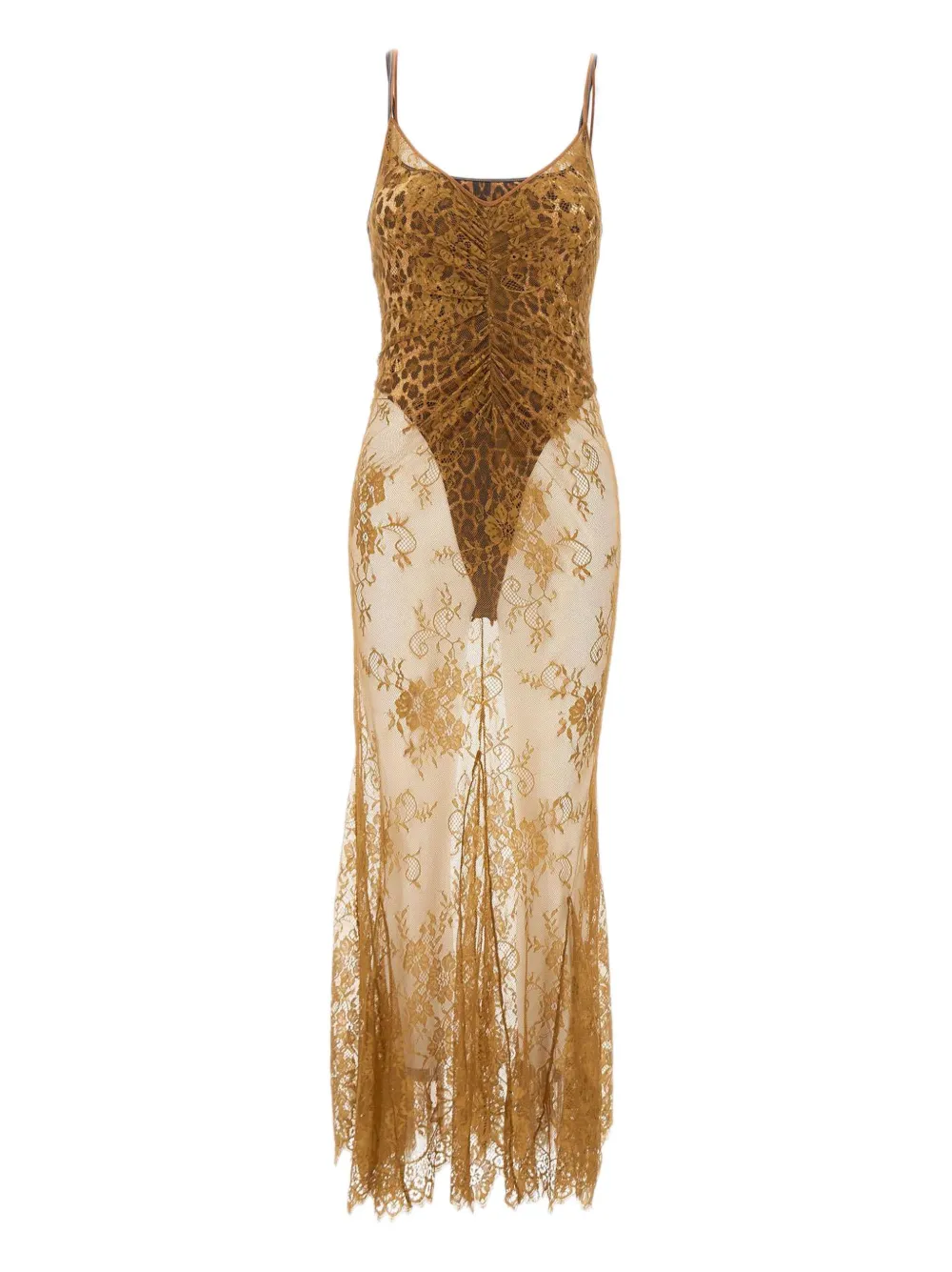 Jacques Lace Animal-print Dress In Brown