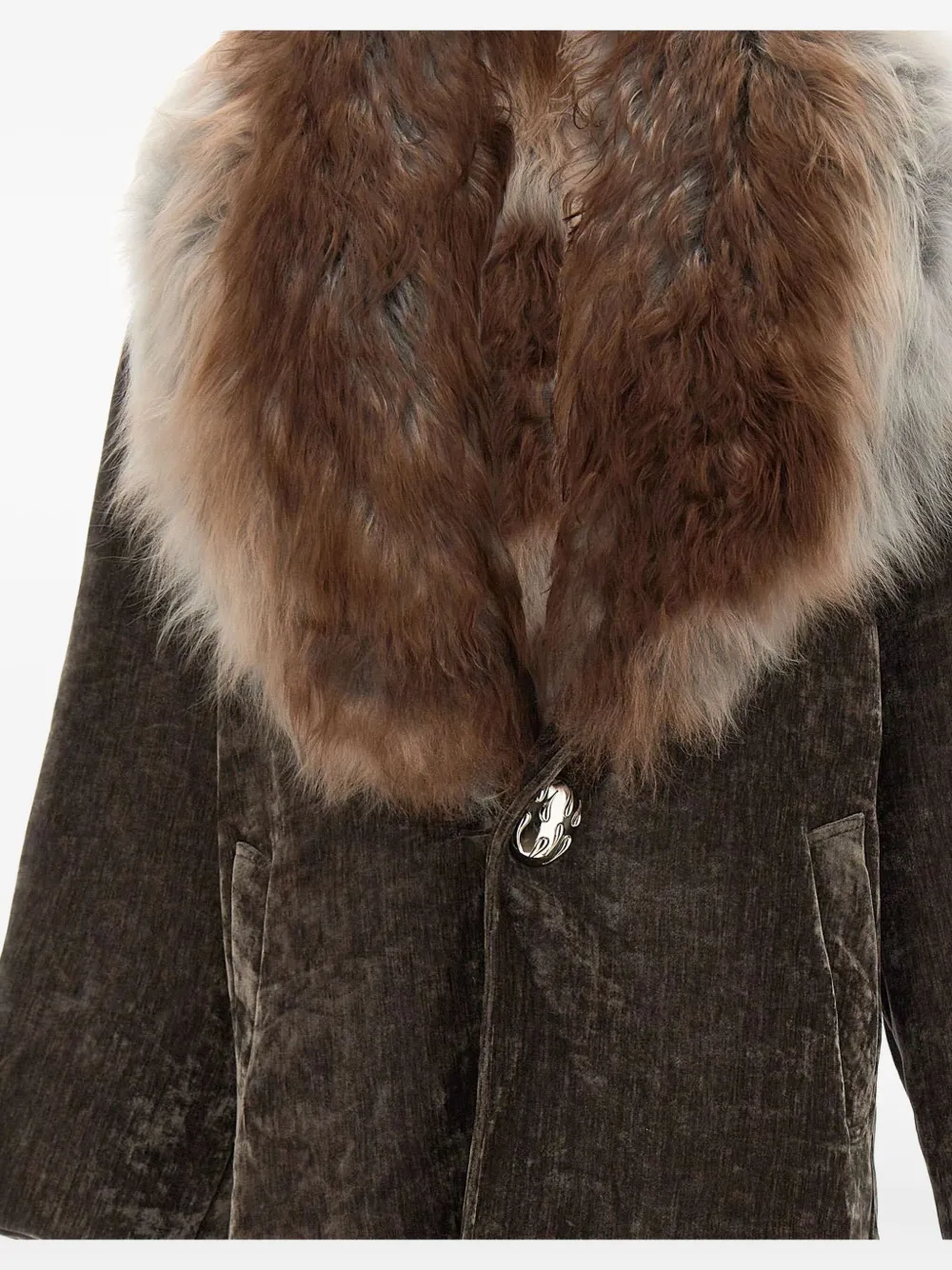 Jacques Shearling Jewel-button Coat In Green