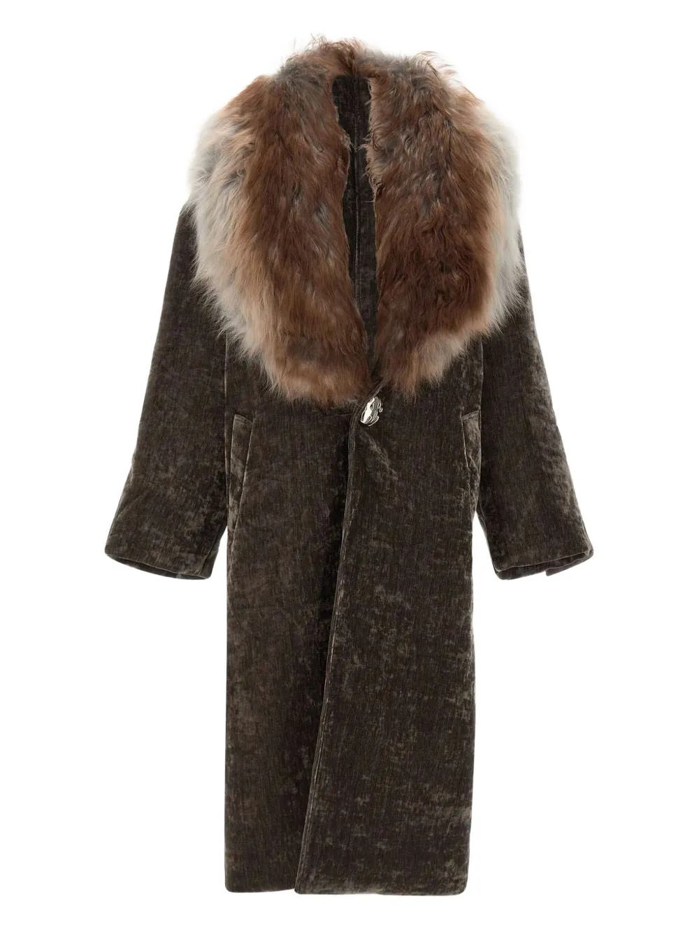 Jacques Shearling Jewel-button Coat In Green