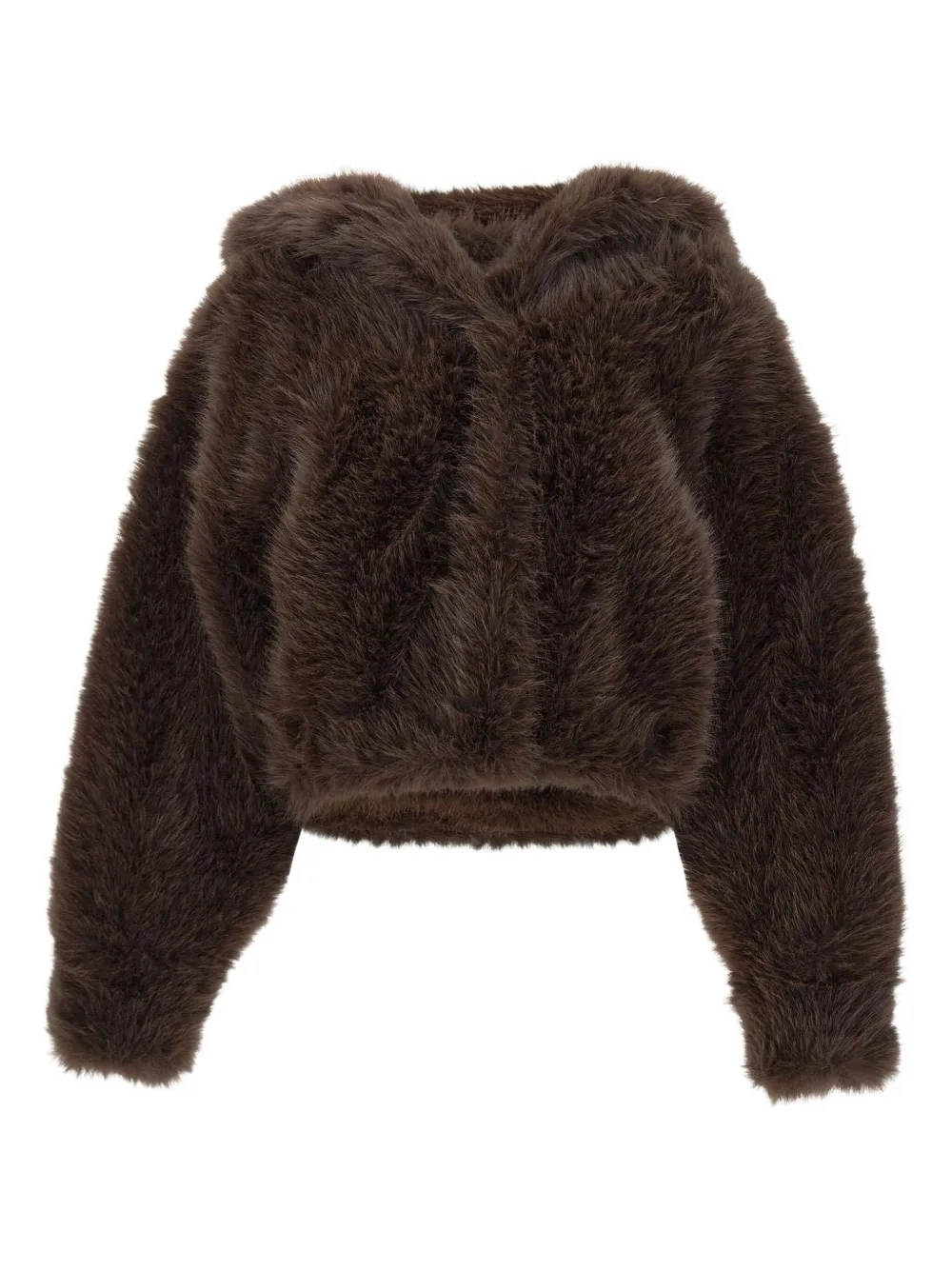Bb Couture Hooded Faux-fur Jacket In Brown