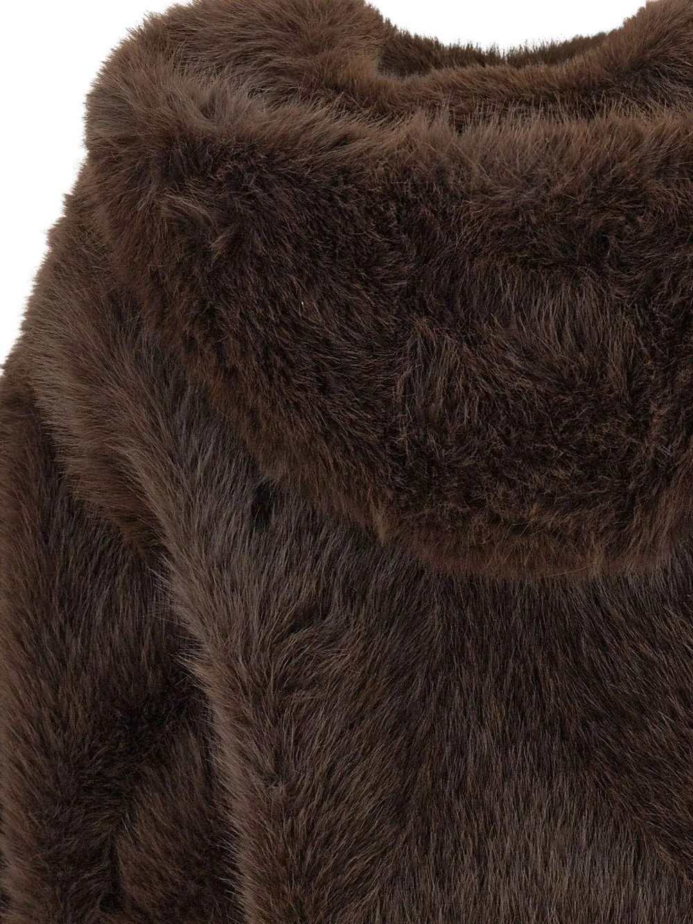 Bb Couture Hooded Faux-fur Jacket In Brown