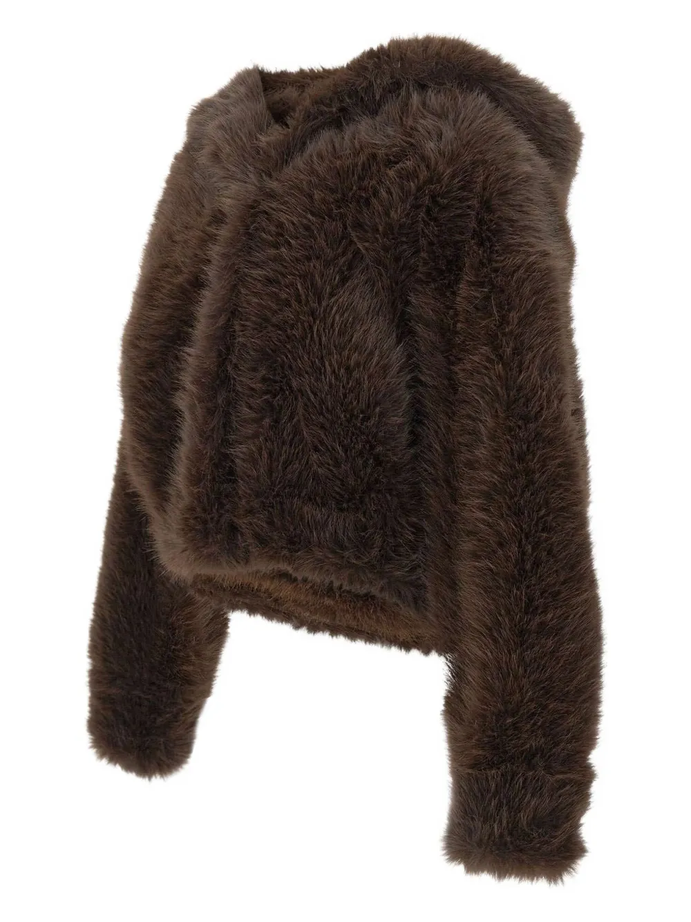 Bb Couture Hooded Faux-fur Jacket In Brown