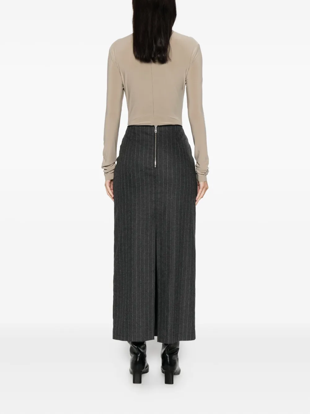House Of Dagmar Pinstripe Pencil Maxi Skirt In Black