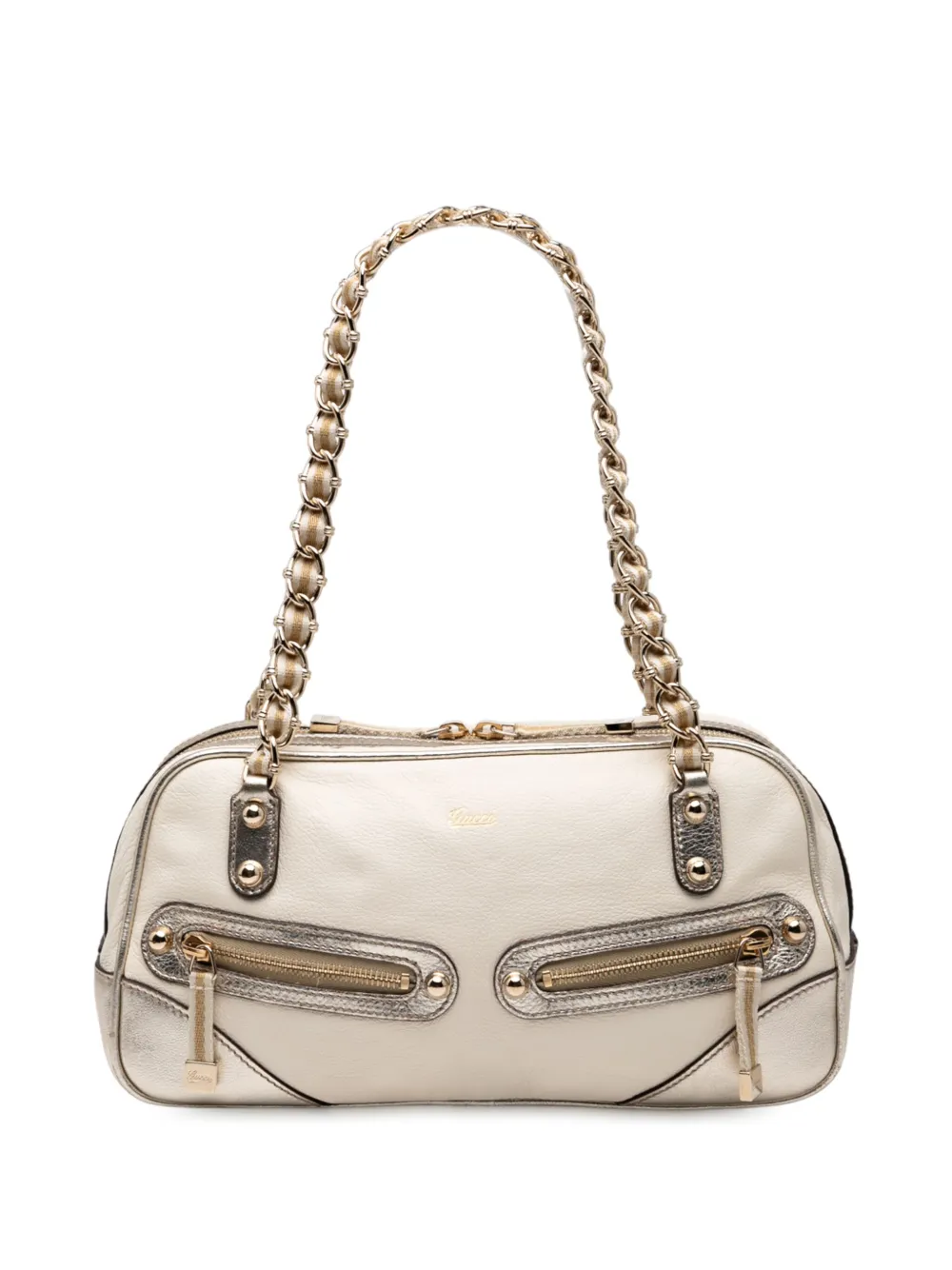 Gucci Pre-Owned 2000-2015 スモール レザー ウェブ カプリ ショルダーバッグ - シルバートーン