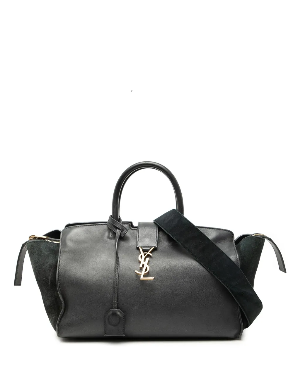 Pre-owned Saint Laurent 2017 Small Leather Downtown Cabas Satchel In Black