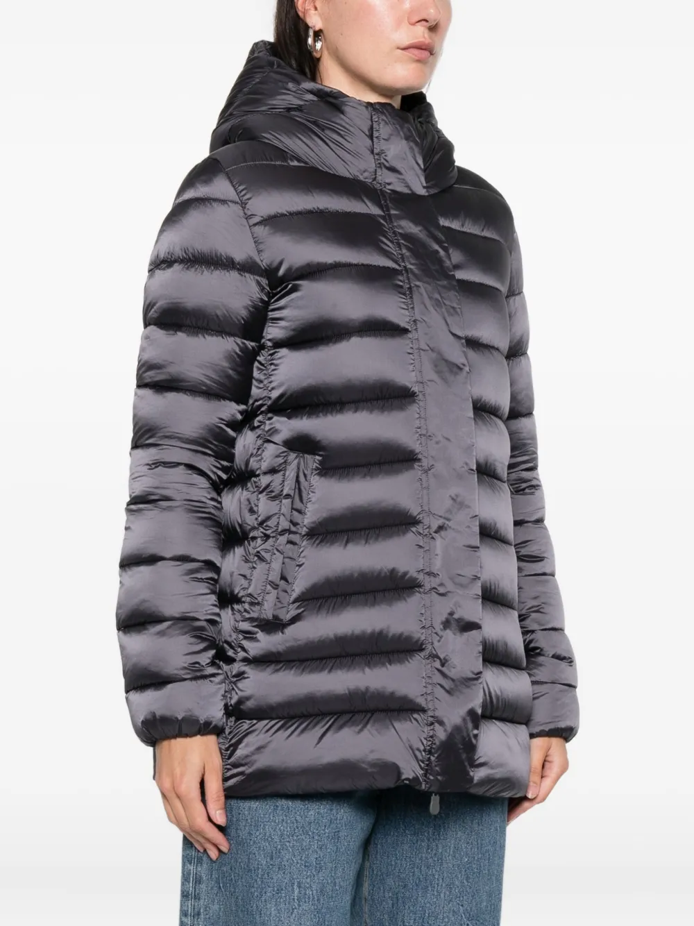 Save The Duck Hooded Padded Jacket In Gray