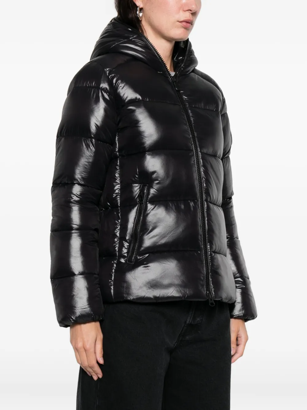 Save The Duck Hooded Padded Jacket In Black