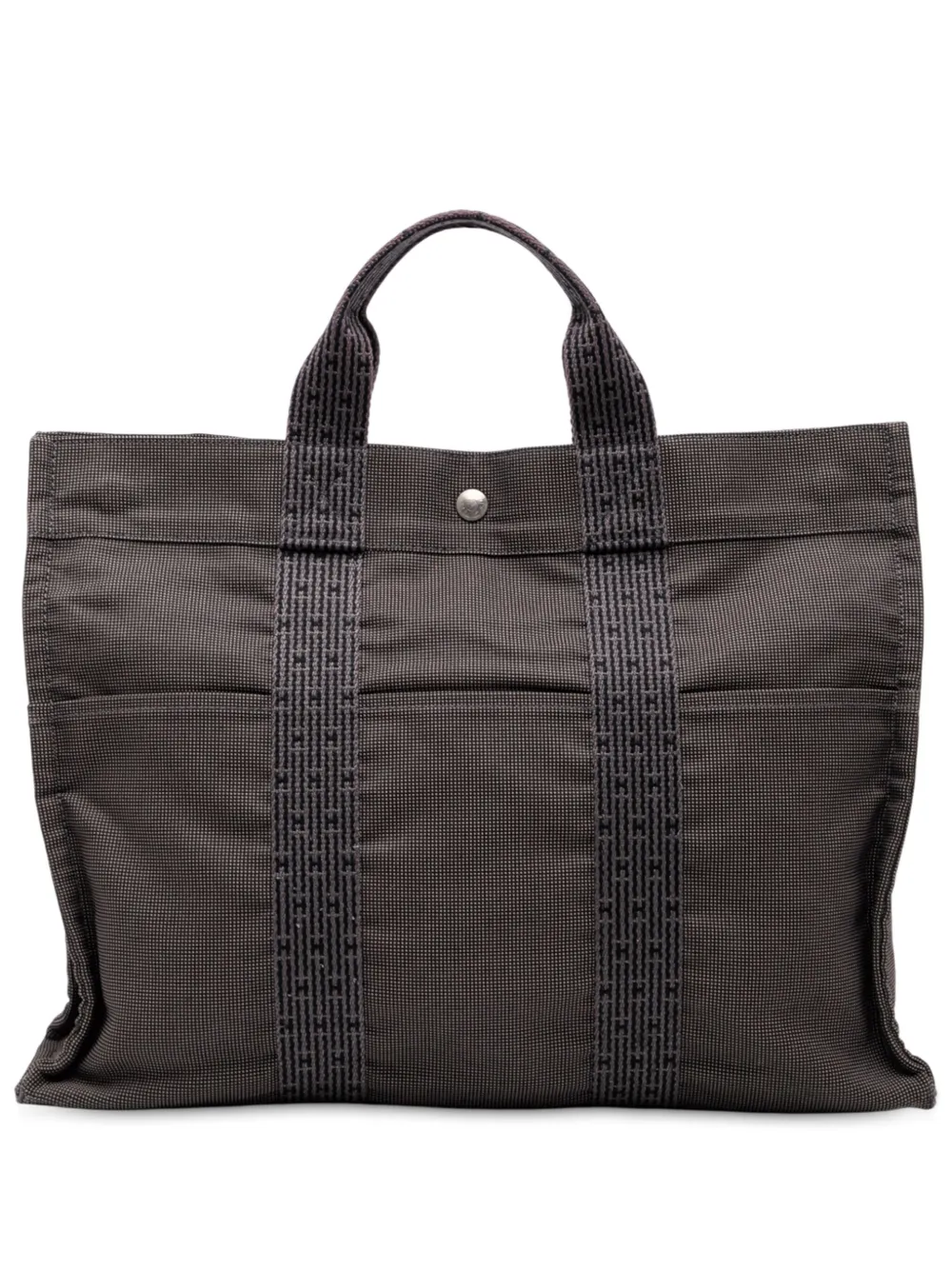 Pre-owned Hermes 1990-2010 Canvas Herline Mm Tote Bag In Gray