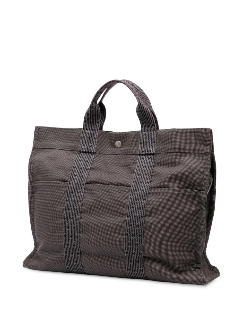Pre-owned Hermes 1990-2010 Canvas Herline Mm Tote Bag In Gray
