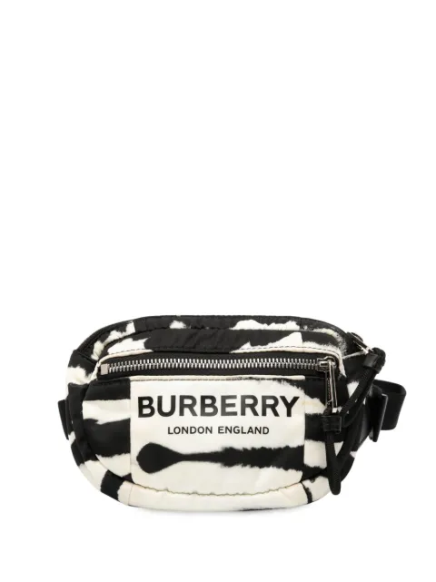Burberry Pre-Owned 2010-2025 Zebra Print Nylon Logo Cannon belt bag