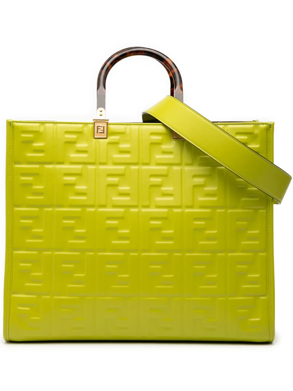 Fendi Pre-Owned 2010-2025 Medium Zucca Embossed Leather Sunshine Shopper Tote satchel | Green | Image 1