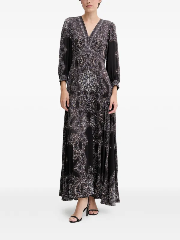 hale bob black dress Belen V-neck Maxi | A-line Sequin Embroidered Tea-Length 100% polyester Color:SKY Elevate your wardrobe with