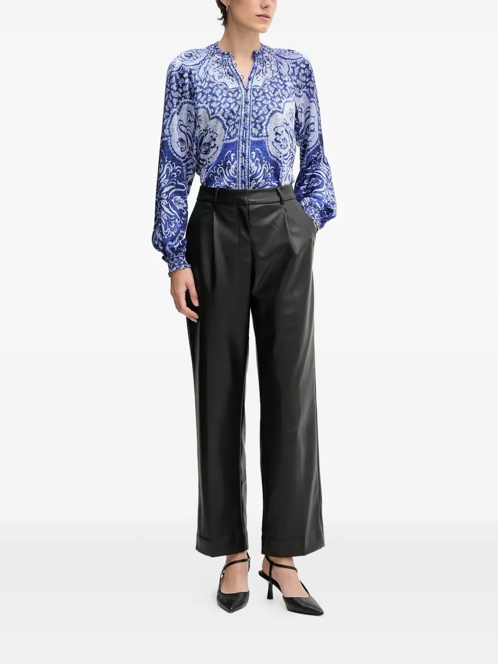  Hale Bob Marianna Printed Button Top - Blue 