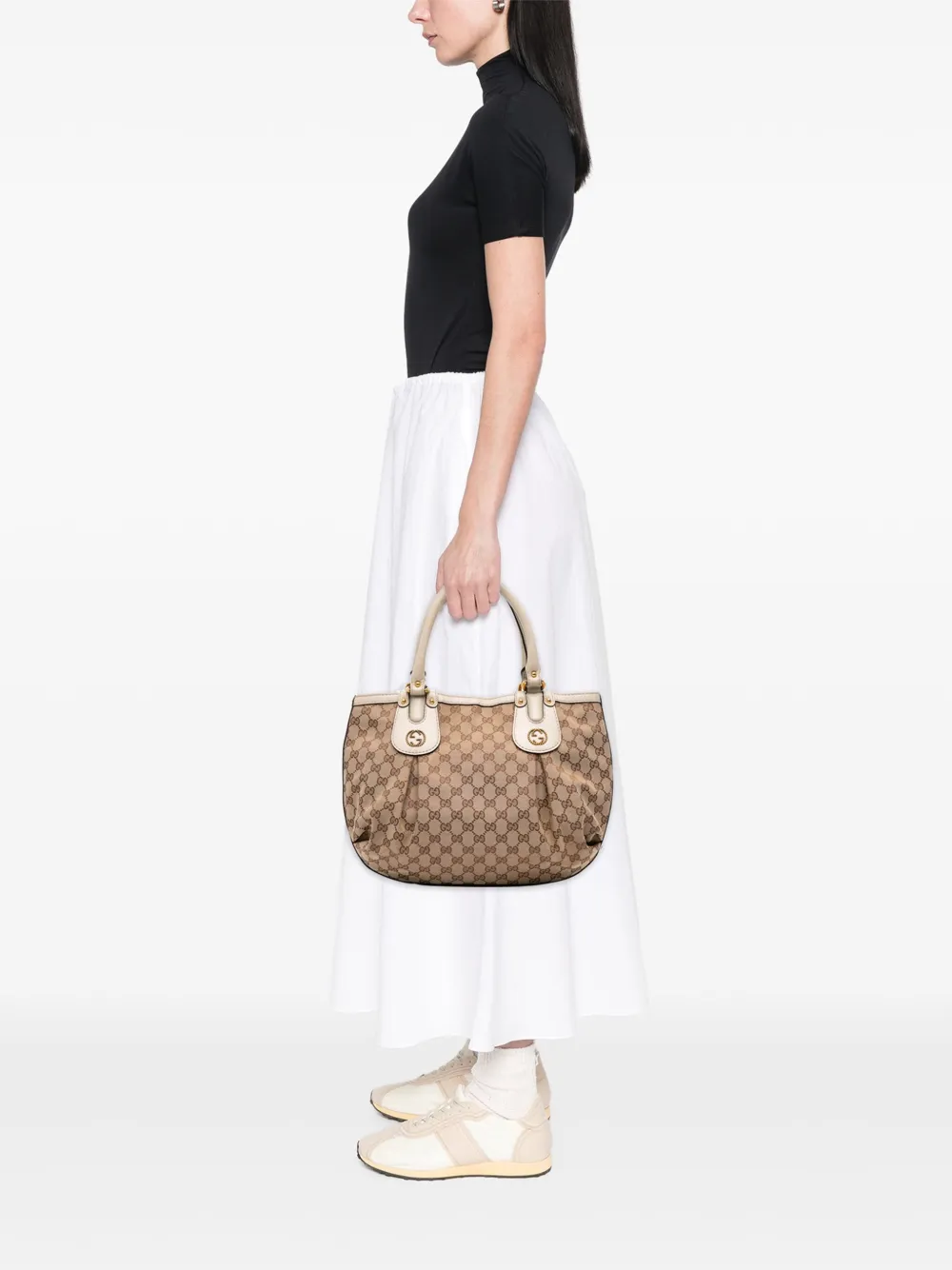 Pre-owned Gucci 2016-2025 Gg Canvas Scarlett Tote Bag In Brown