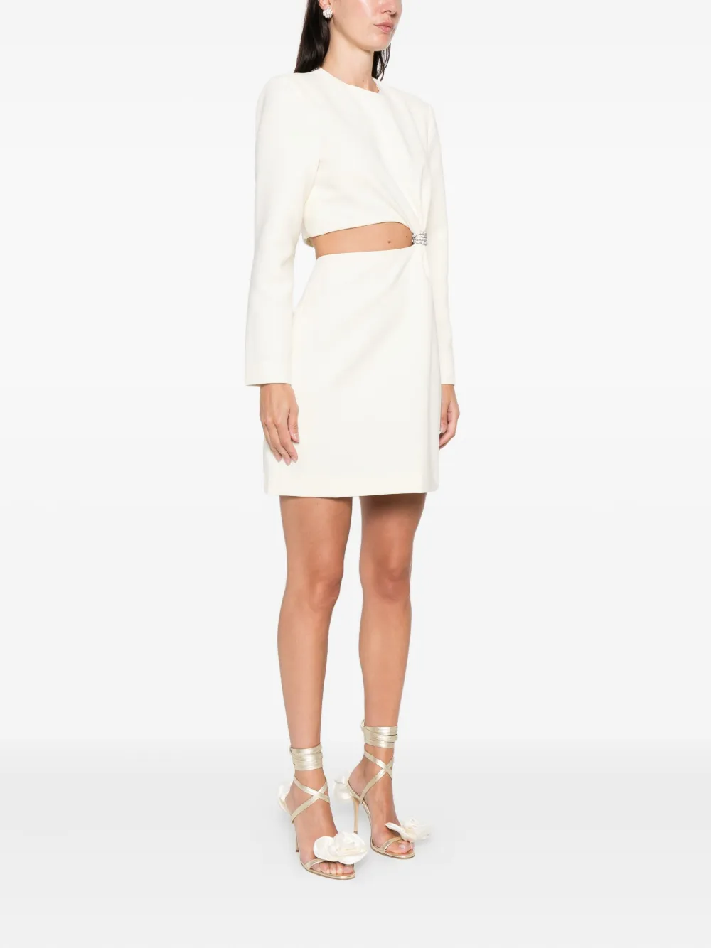 MALINA Verfraaide jurk met uitgesneden details Beige