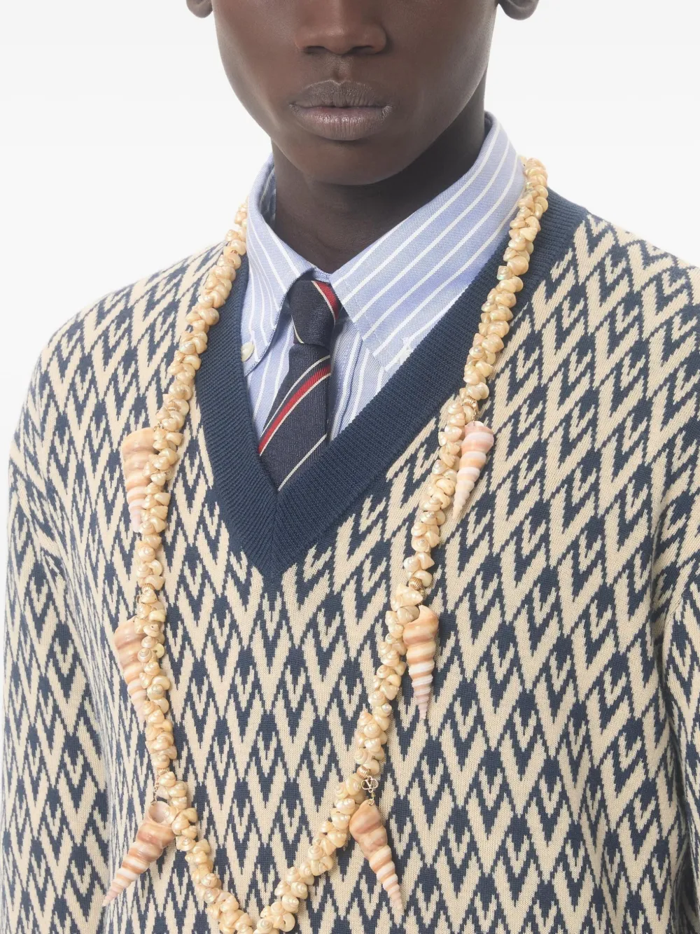 Valentino Garavani Zijden stropdas met jacquard Blauw