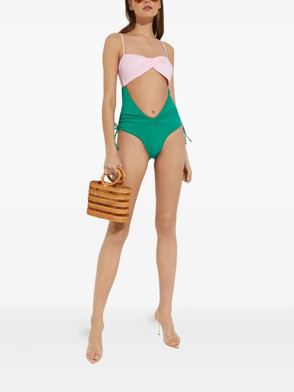 Agua Bendita Cutout Tie Swimsuit In Multi