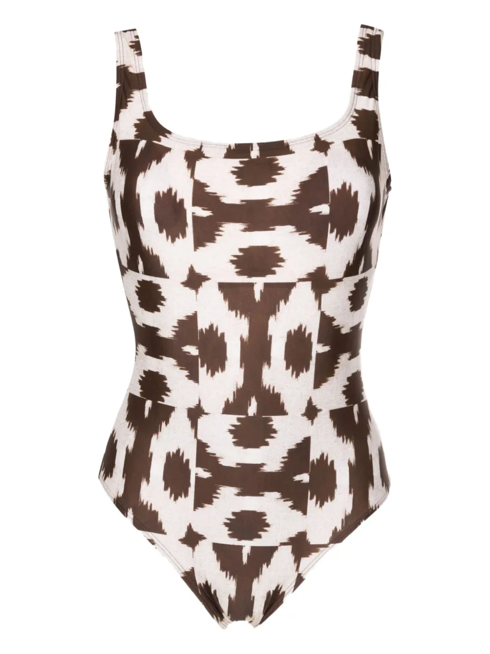 Lenny Niemeyer Ikat Patchwork Swimsuit In Brown
