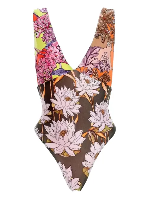 Agua Bendita floral-print wide-strap tulipa swimsuit