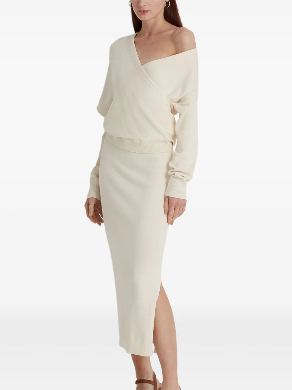 Lauren Ralph Lauren Elastische kokerrok met split - Beige