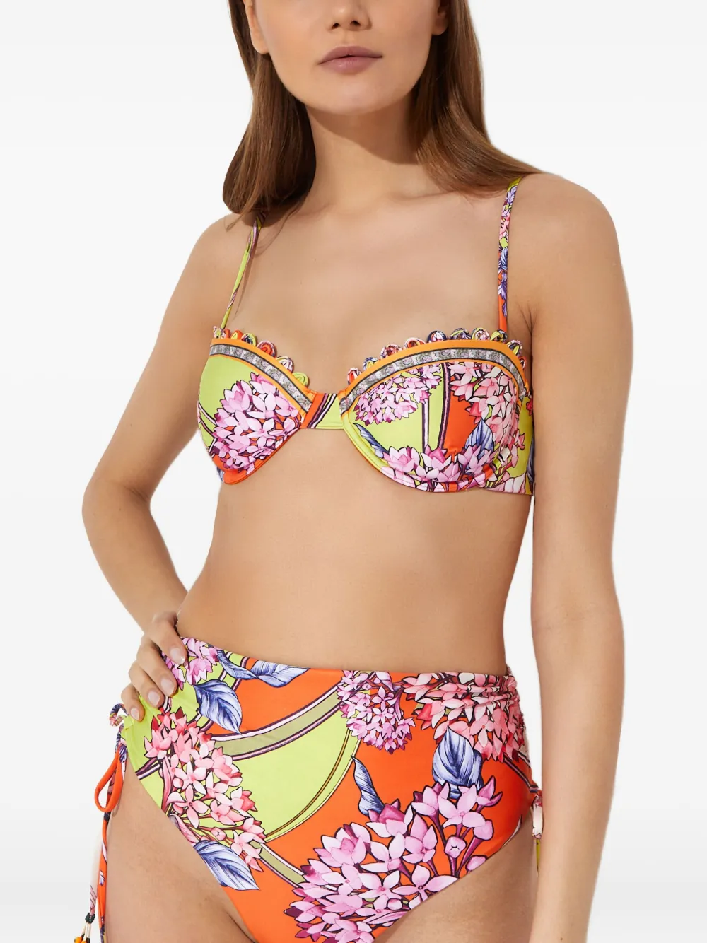 Agua Bendita Floral Piper Bikini Top In Multi
