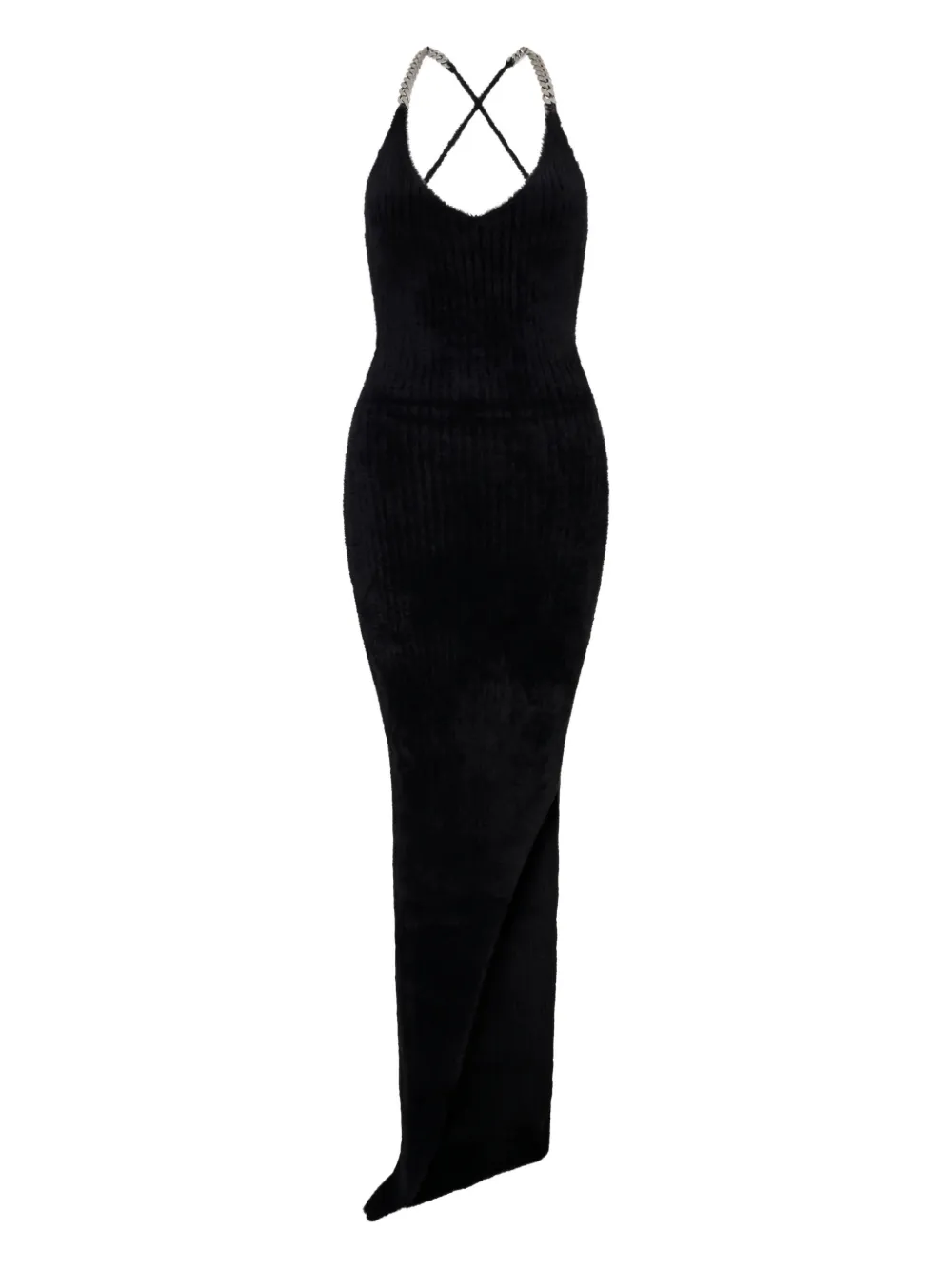 David Koma Chain-strap Asymmetric-hem Dress In Black